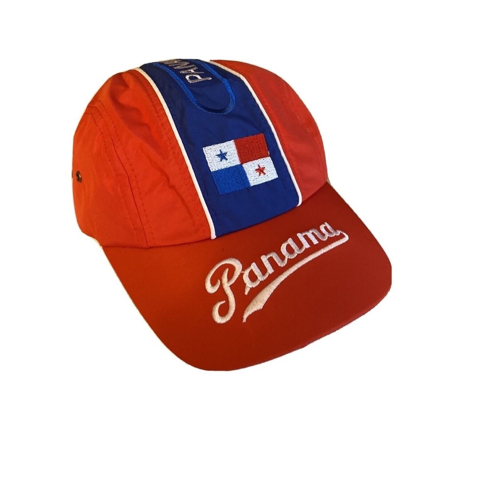 Panama Flag Embroidered‎ Red & Blue Adjustable Baseball Hat Cap